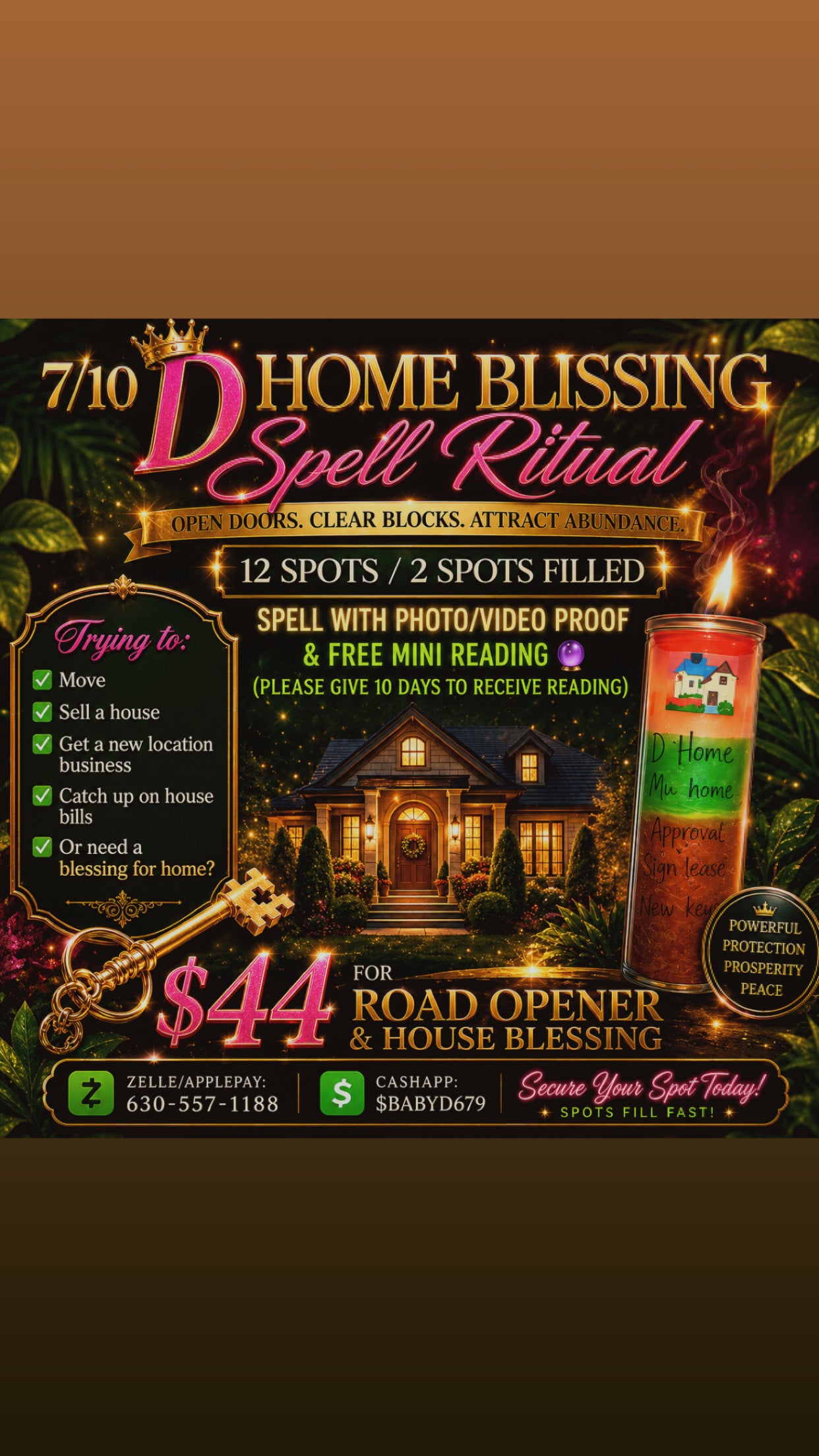 7/7 Money Ritual  or 7/10 Home Ritual